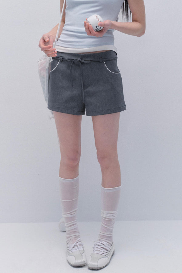 Casual Lace-Up Straight-Leg Shorts