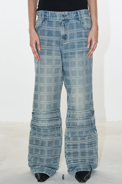 Plaid Denim Pants