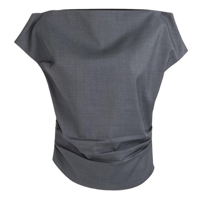 Gray Asymmetrical Strapless Tee