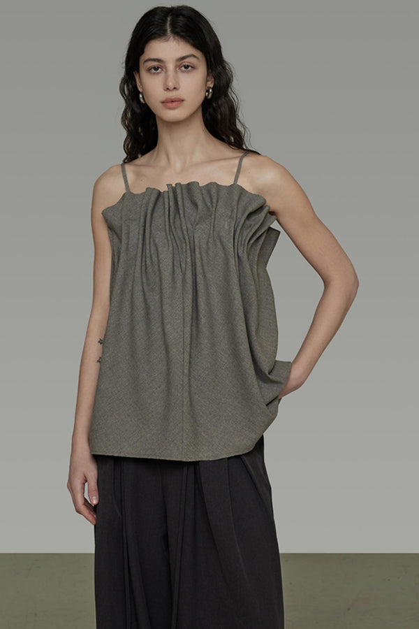 Wave Pleat Sleeveless Top