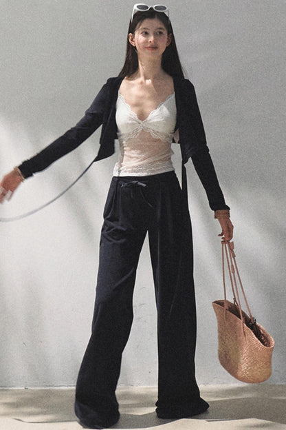 Cotton V-Neck Wide Leg Set-Up