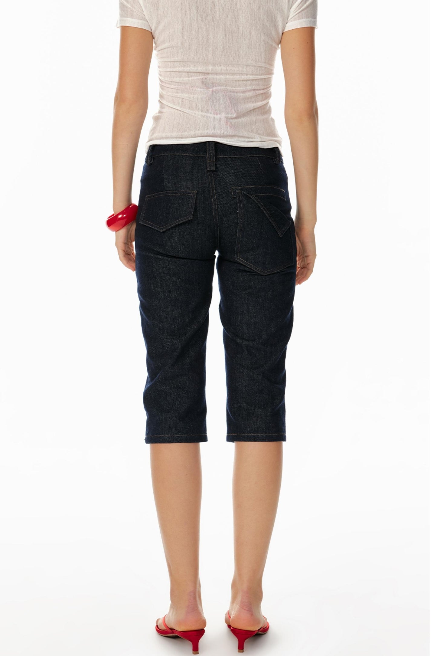 Asymmetrical Denim Shorts