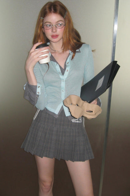 Blue Metal Buckle Slim Fit Tee