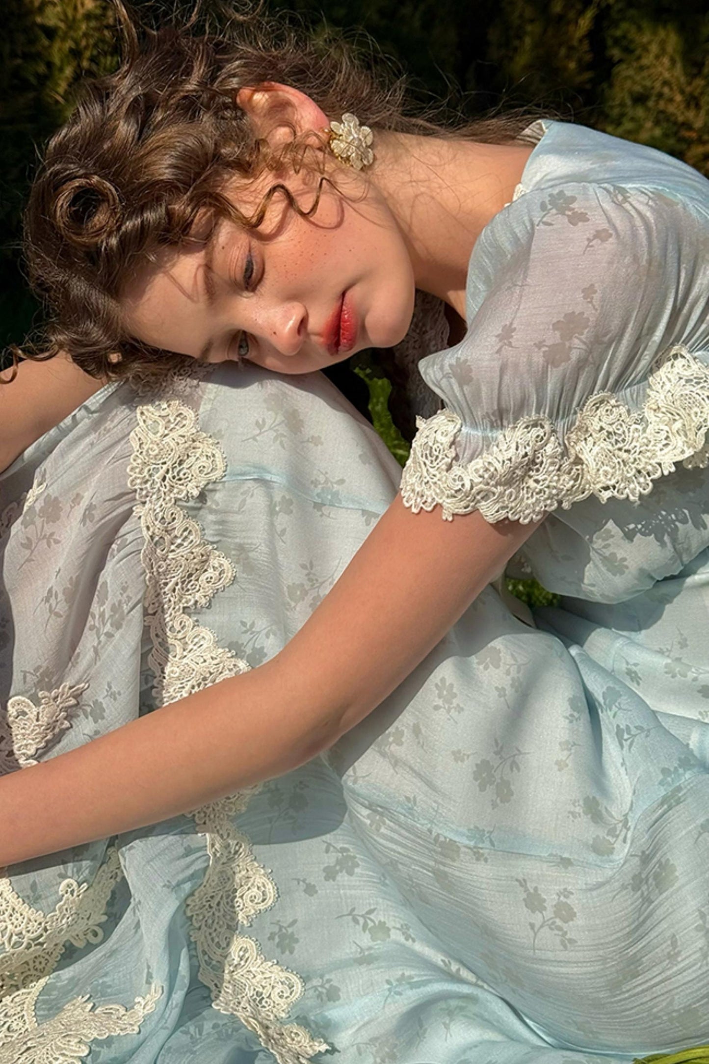 Summer Breeze Blue Lace Dress Set-Up