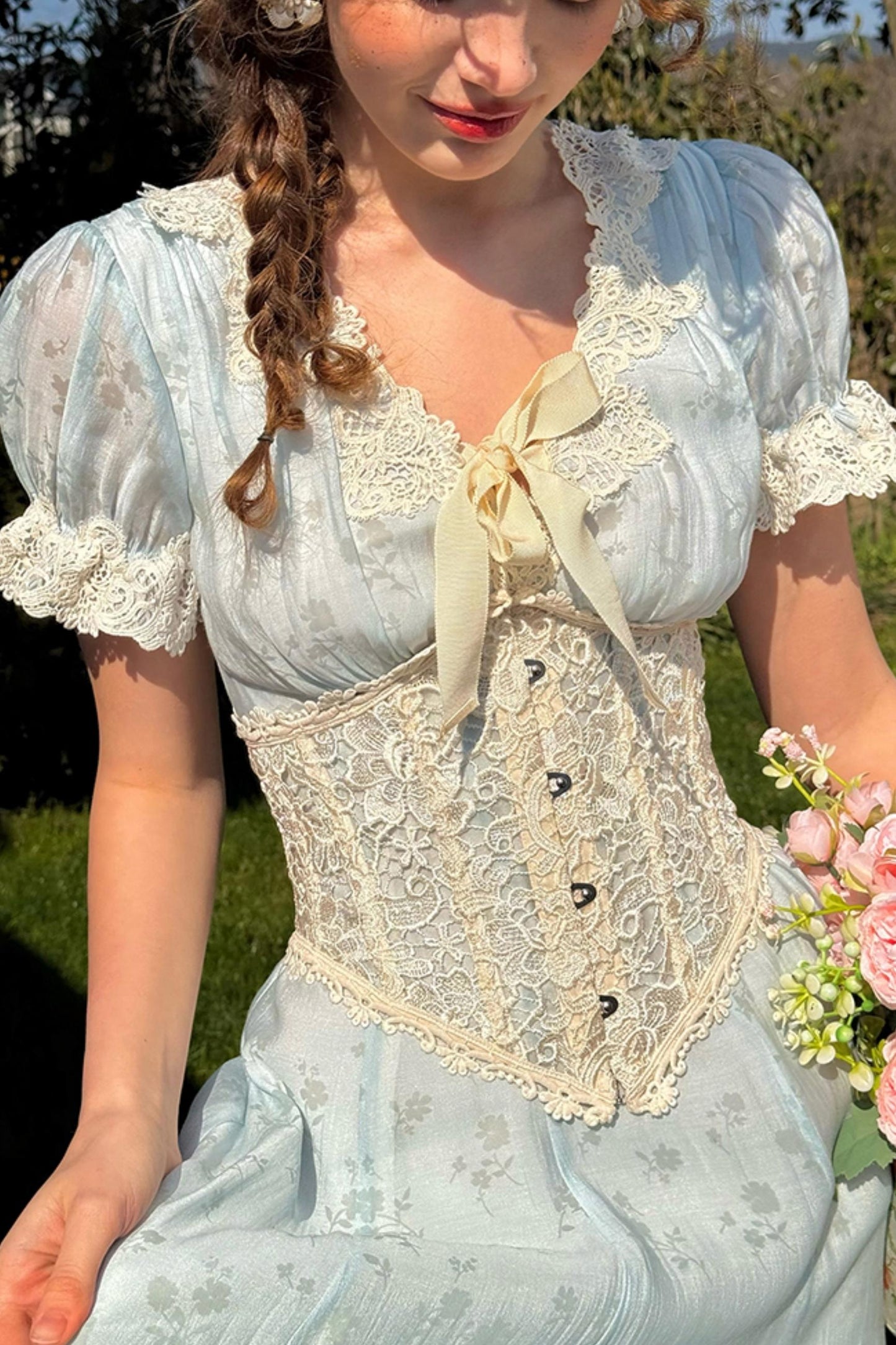 Summer Breeze Blue Lace Dress Set-Up