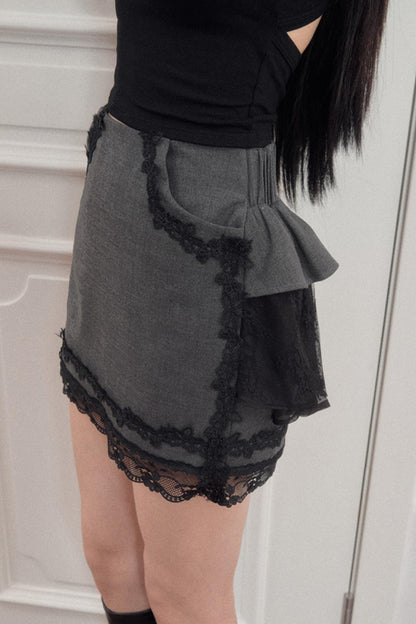 Dark Lace Midi Skirt