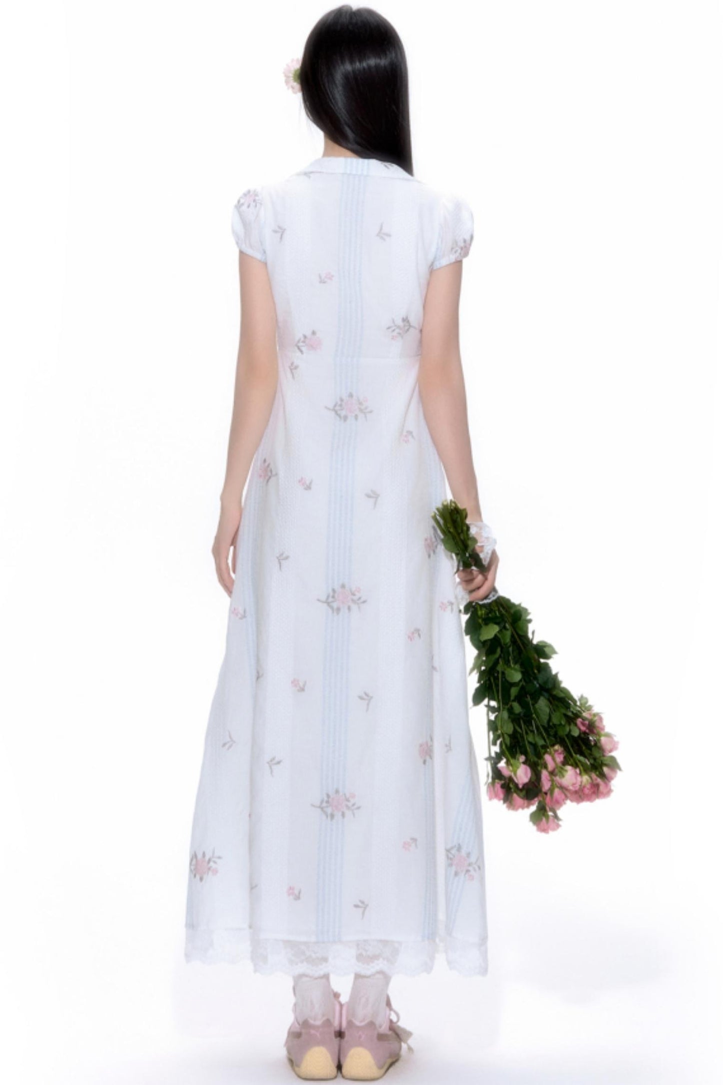 Vintage Floral V-Neck Dress