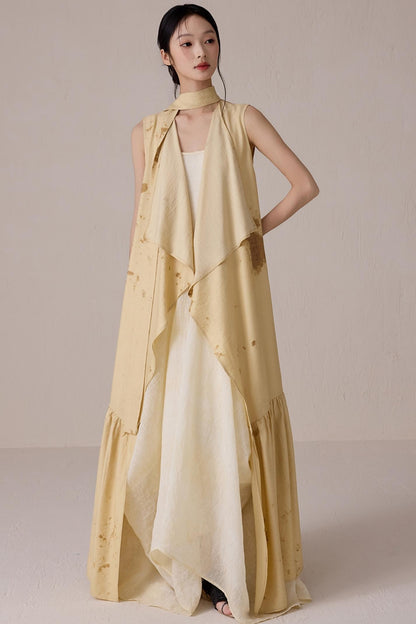 Tea-Dyed Flowing Belted Jacket