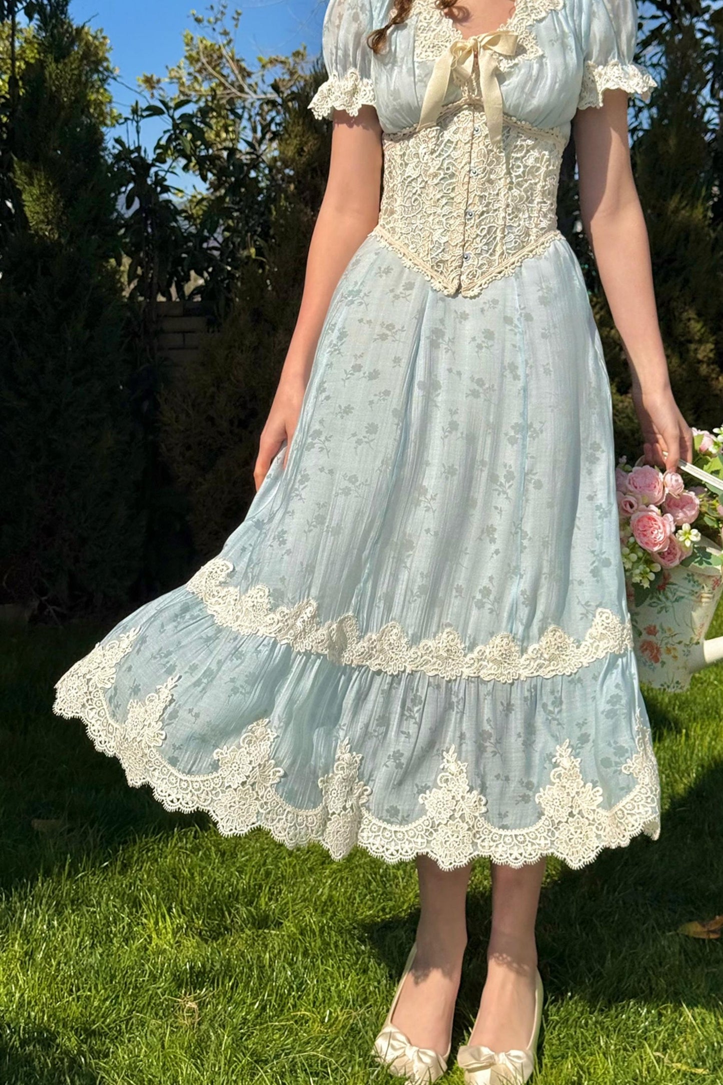Summer Breeze Blue Lace Dress Set-Up