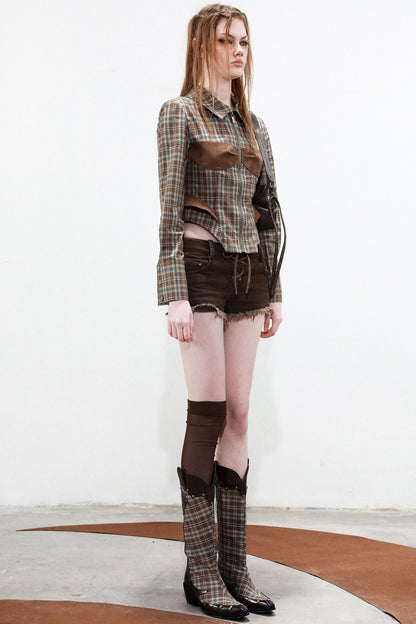 Retro Plaid Deconstructed Shirt