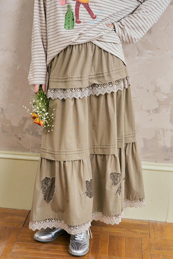 Geometric Lace Maxi Skirt