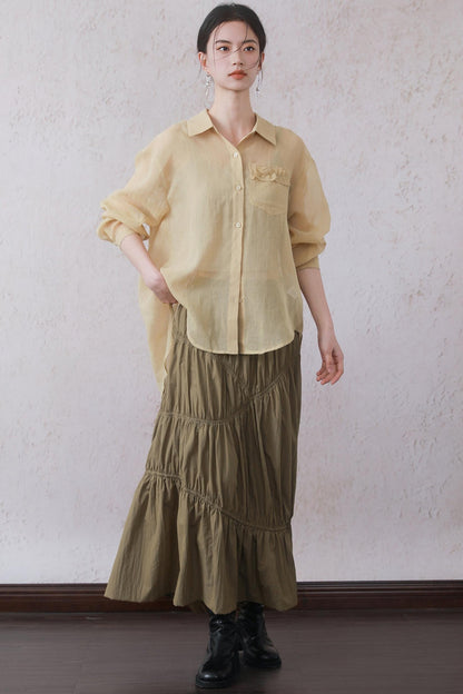 Yellow-Brown Bustier Skirt