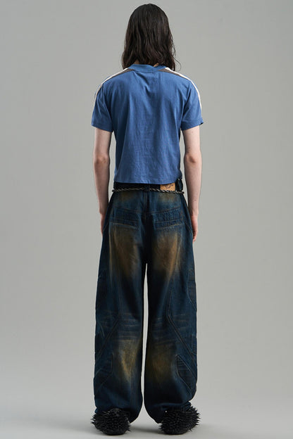 Rivet Mid-Rise Denim Trousers