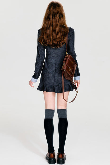 Color Clash Bow Dress