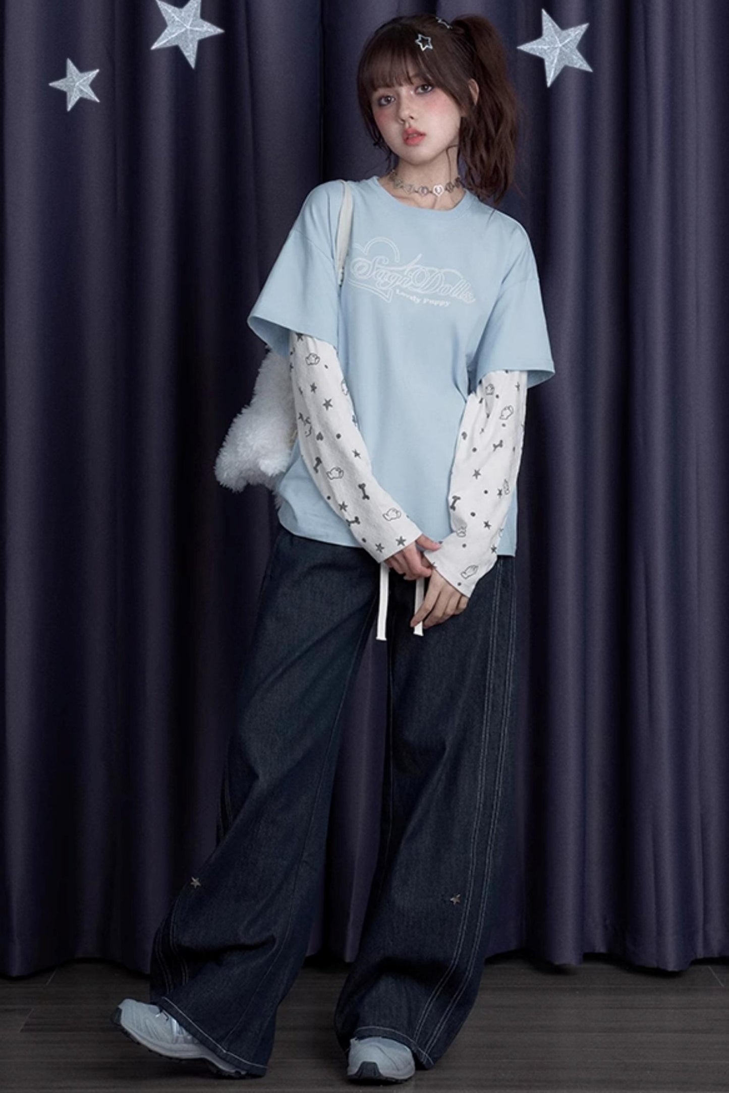 Blue & White Splice T-Shirt