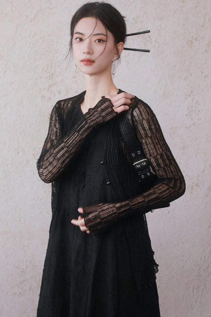 Beige Black Underdress