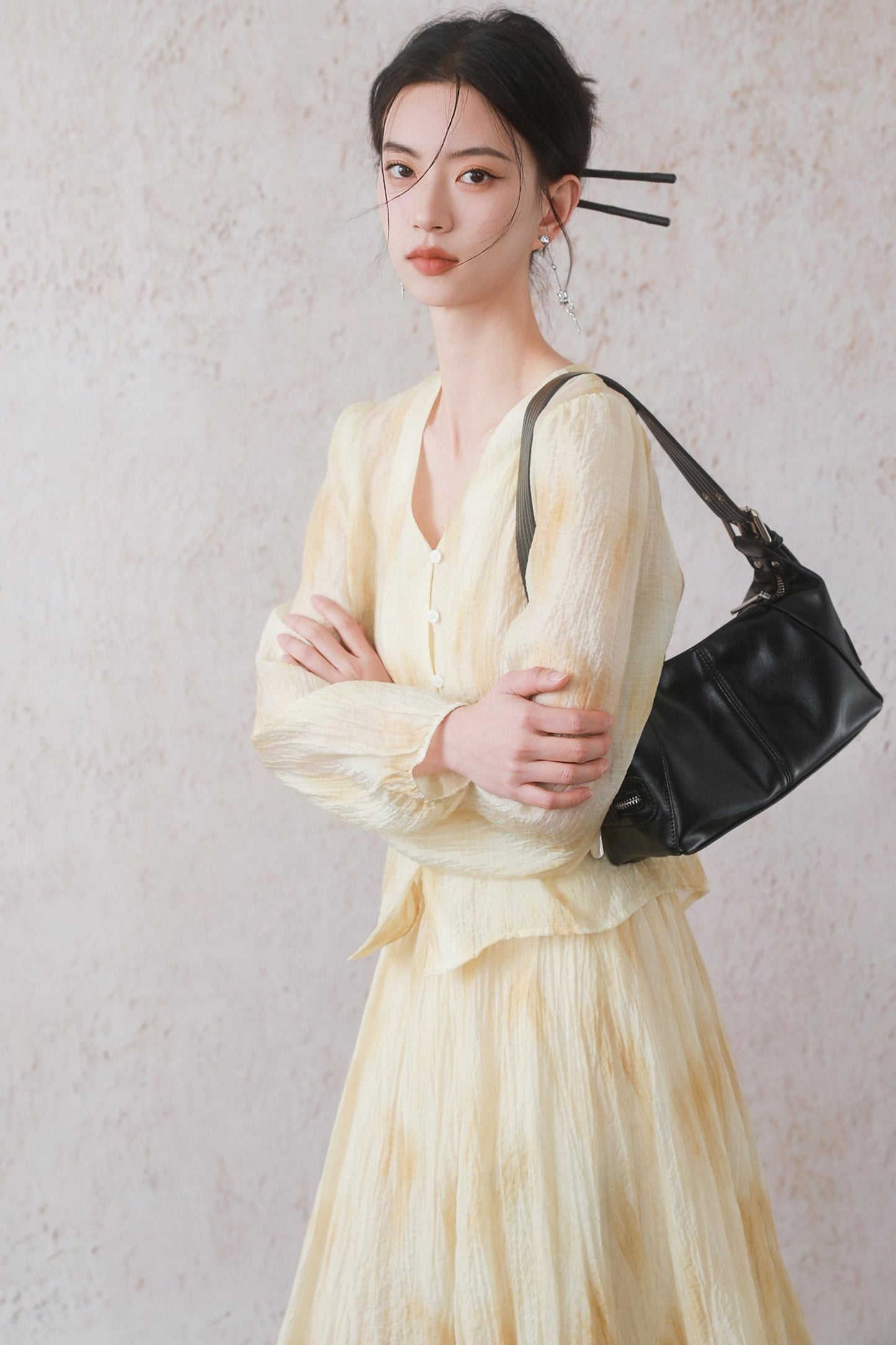 Yellow Pleated Skirt