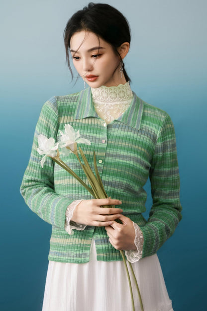 Green Chipping Knit Jacket