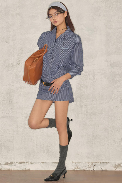 Blue Striped Shirt Dress