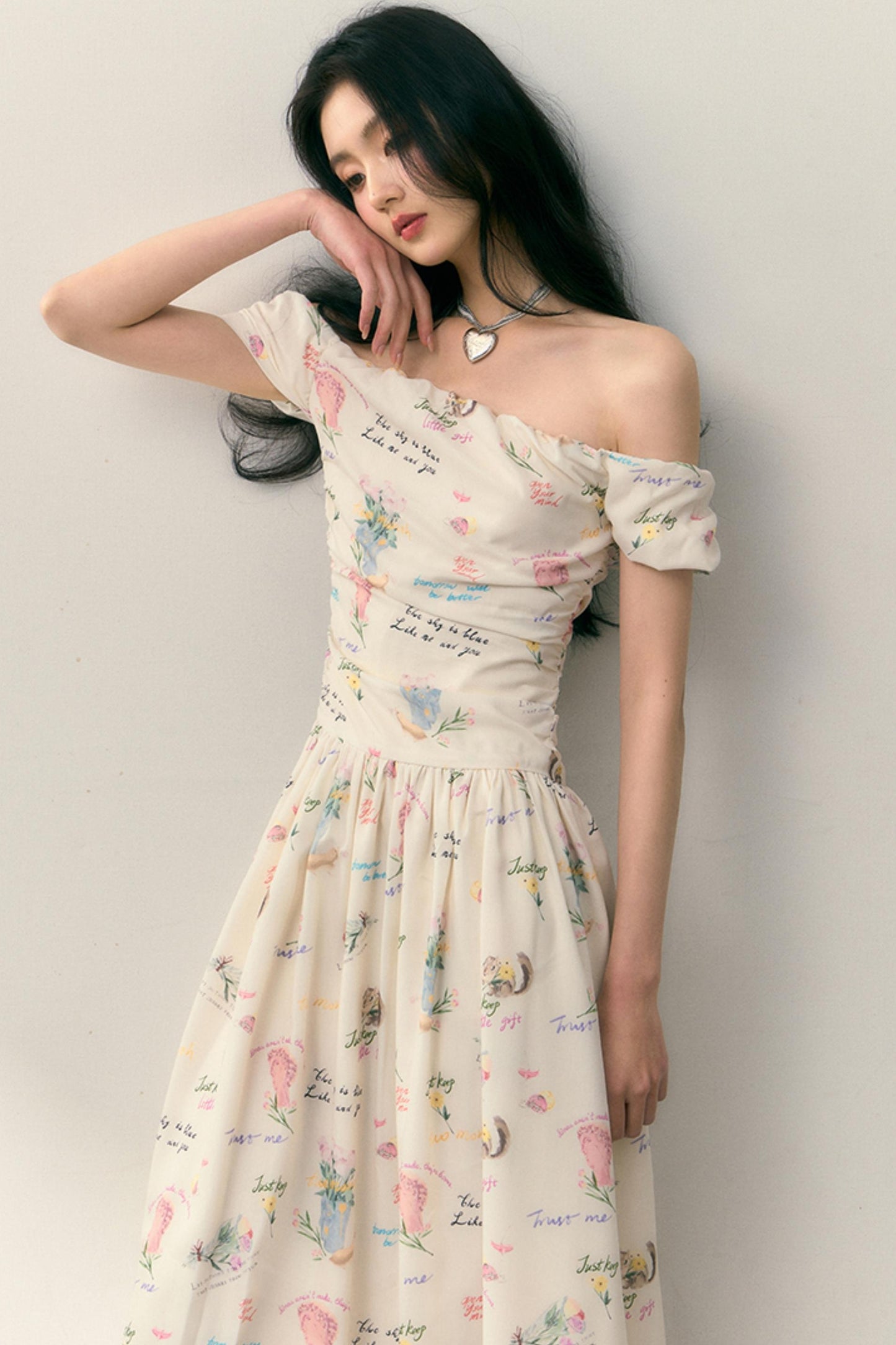 Pastel Lotus Neck-Tie Oriental Dress