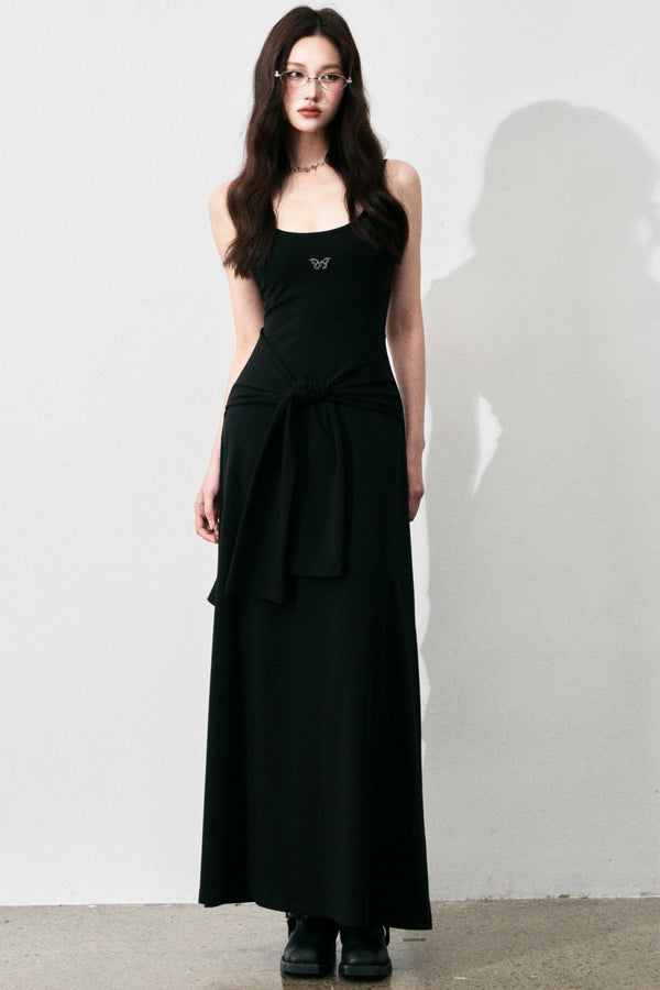 Tie-Waist Halter Maxi Dress