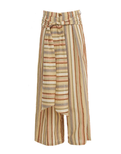 Striped Color-Block Wide Pants