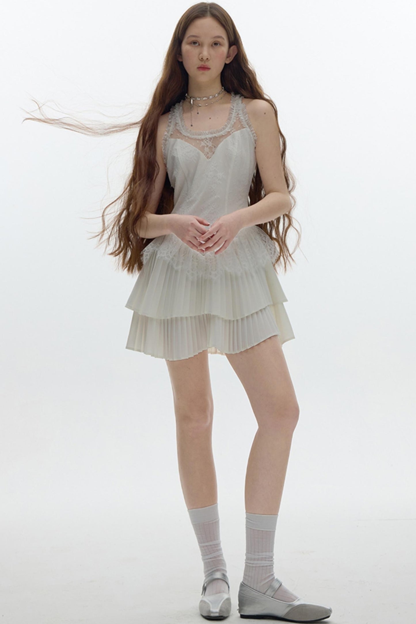 Pleated Bridal Gown Dress