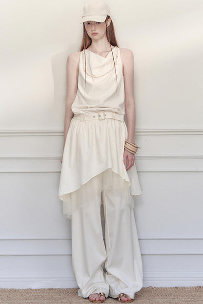 Beige Mesh Tea Dress