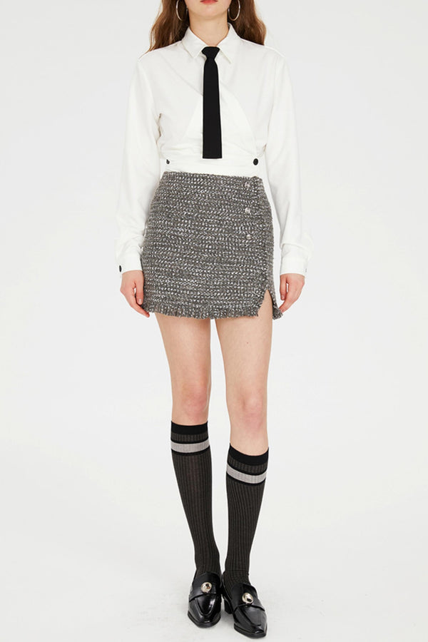 Gray Lace-Tweed Jacket Set-Up