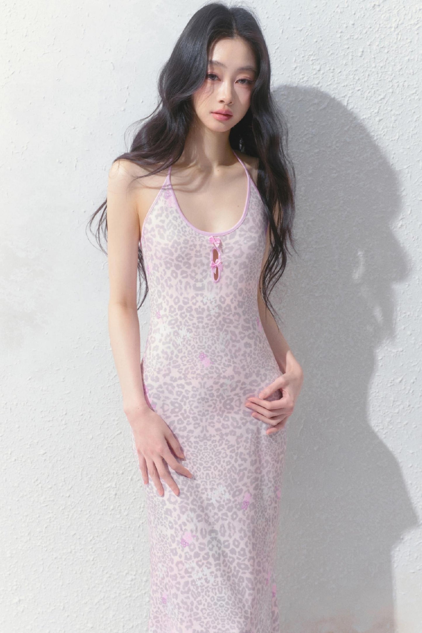 Pink Halter Backless Dress