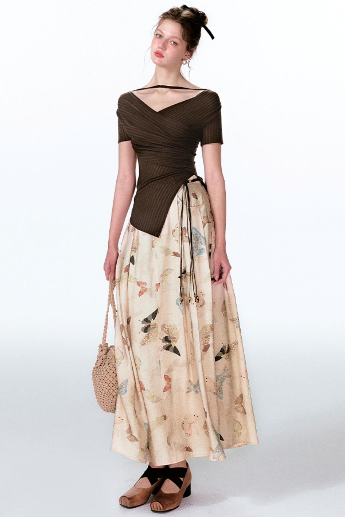 Butterfly Pleat Top With Maxi Skirt Set-Up