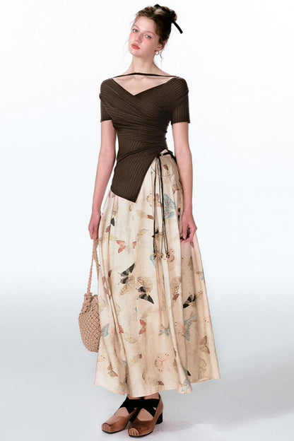 Butterfly Pleat Top With Maxi Skirt Set-Up