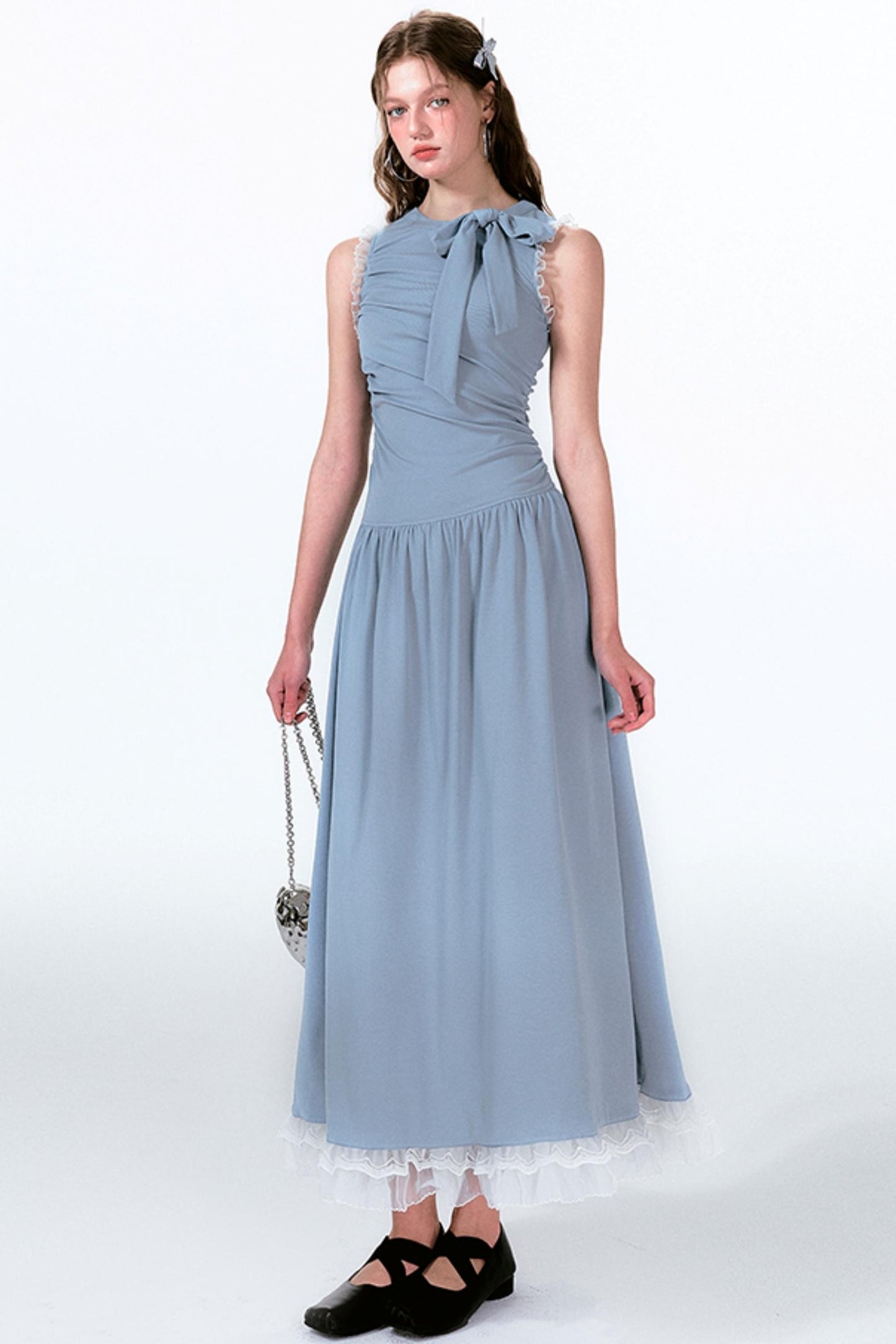 Blue Butterfly Pleat Dress