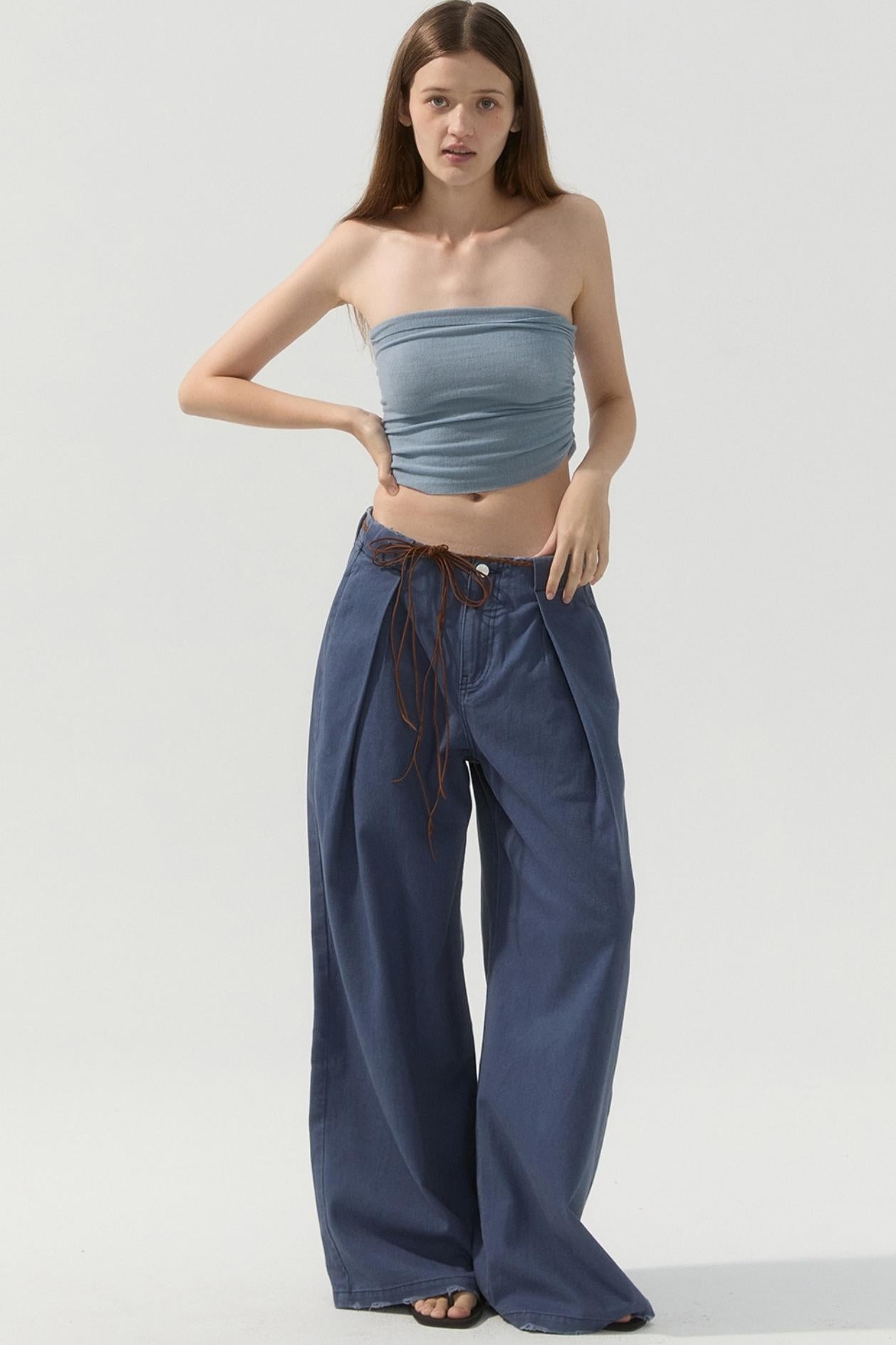 Vintage Blue Wide-Leg Pants