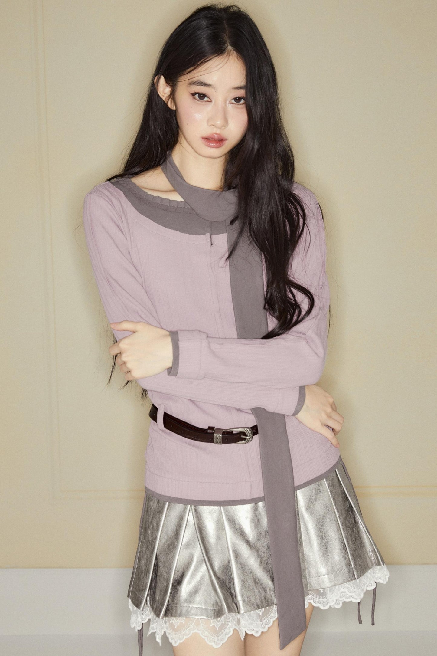 Purple White Duo Top