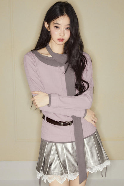 Purple White Duo Top