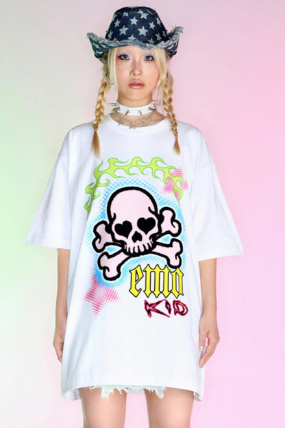 Punk Loose Fit Skull T-Shirt