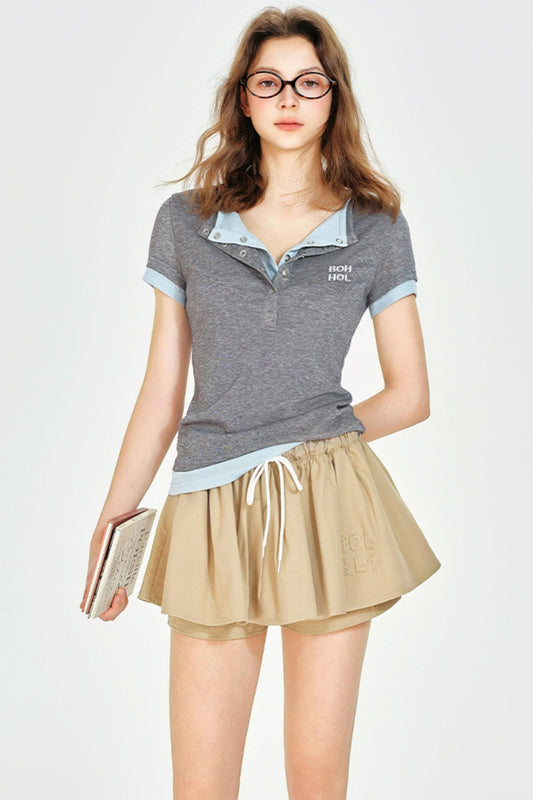 Mint Color Layered Slim Fit T-Shirt