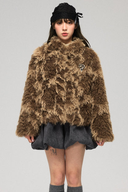 Bloom Pattern Fur Coat