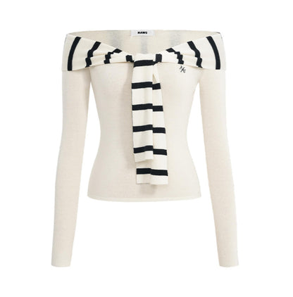 Sailor Collar Long-Sleeve Knit Top