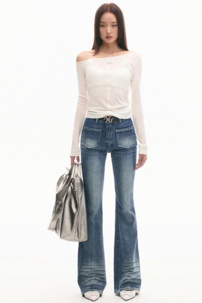 Slanted Shoulder Slim Top