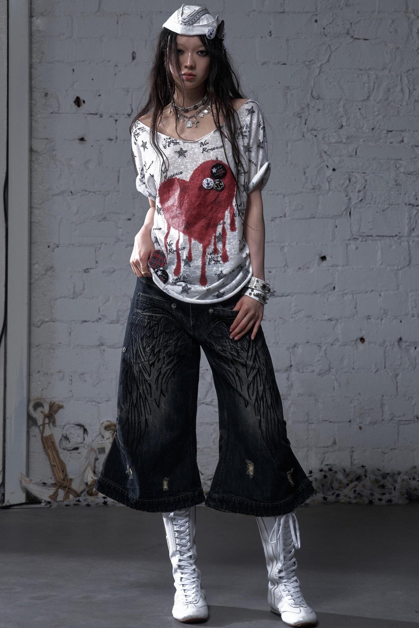 Winged Denim Trousers