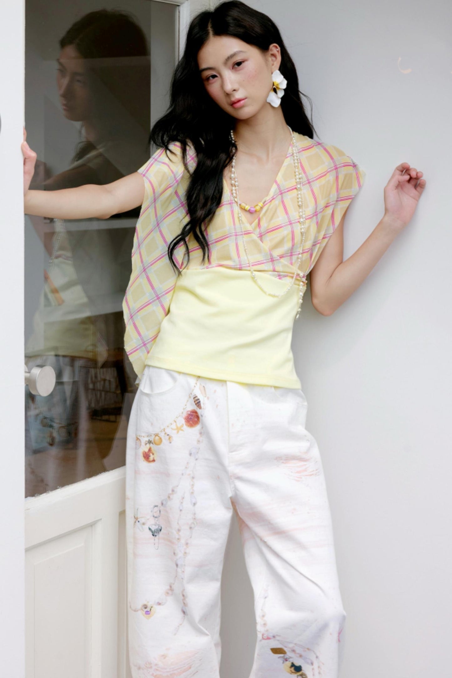 Yellow-Green Plaid Top