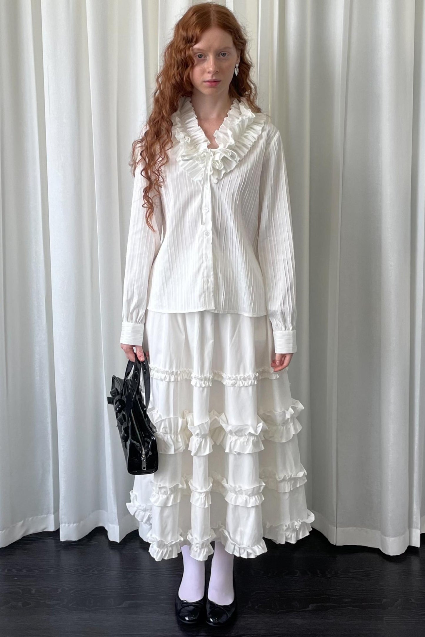 Big Lace Tie Long Sleeve Shirt