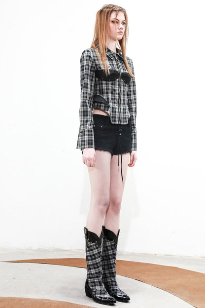 Retro Plaid Deconstructed Shirt