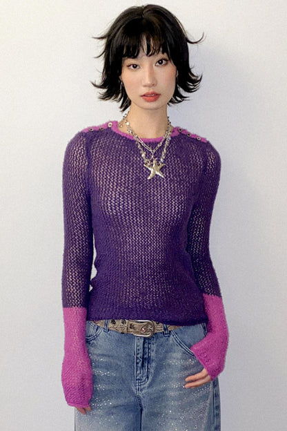 Rose Purple Knit Top