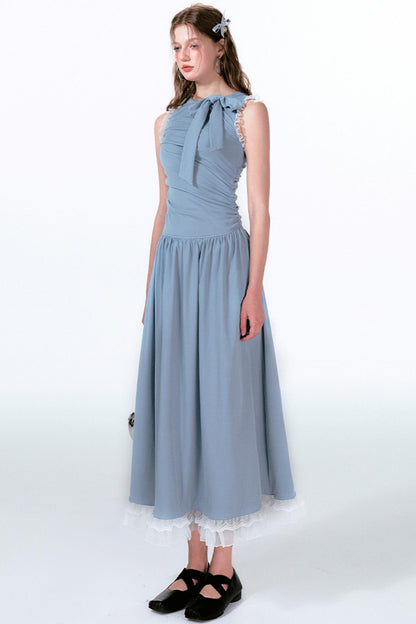 Blue Butterfly Pleat Dress