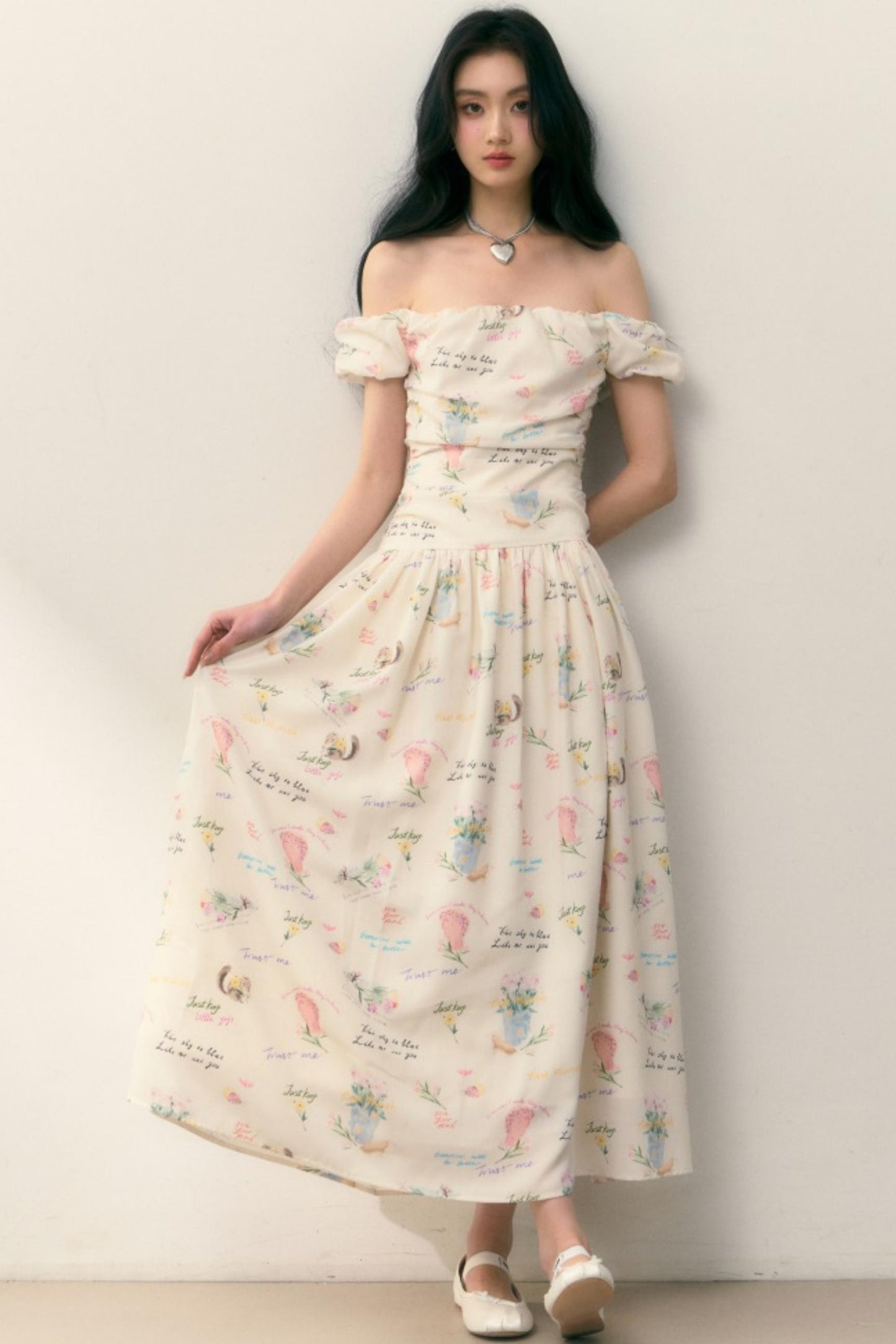 Pastel Lotus Neck-Tie Oriental Dress