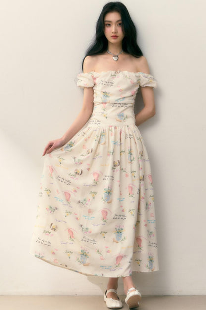 Pastel Lotus Neck-Tie Oriental Dress