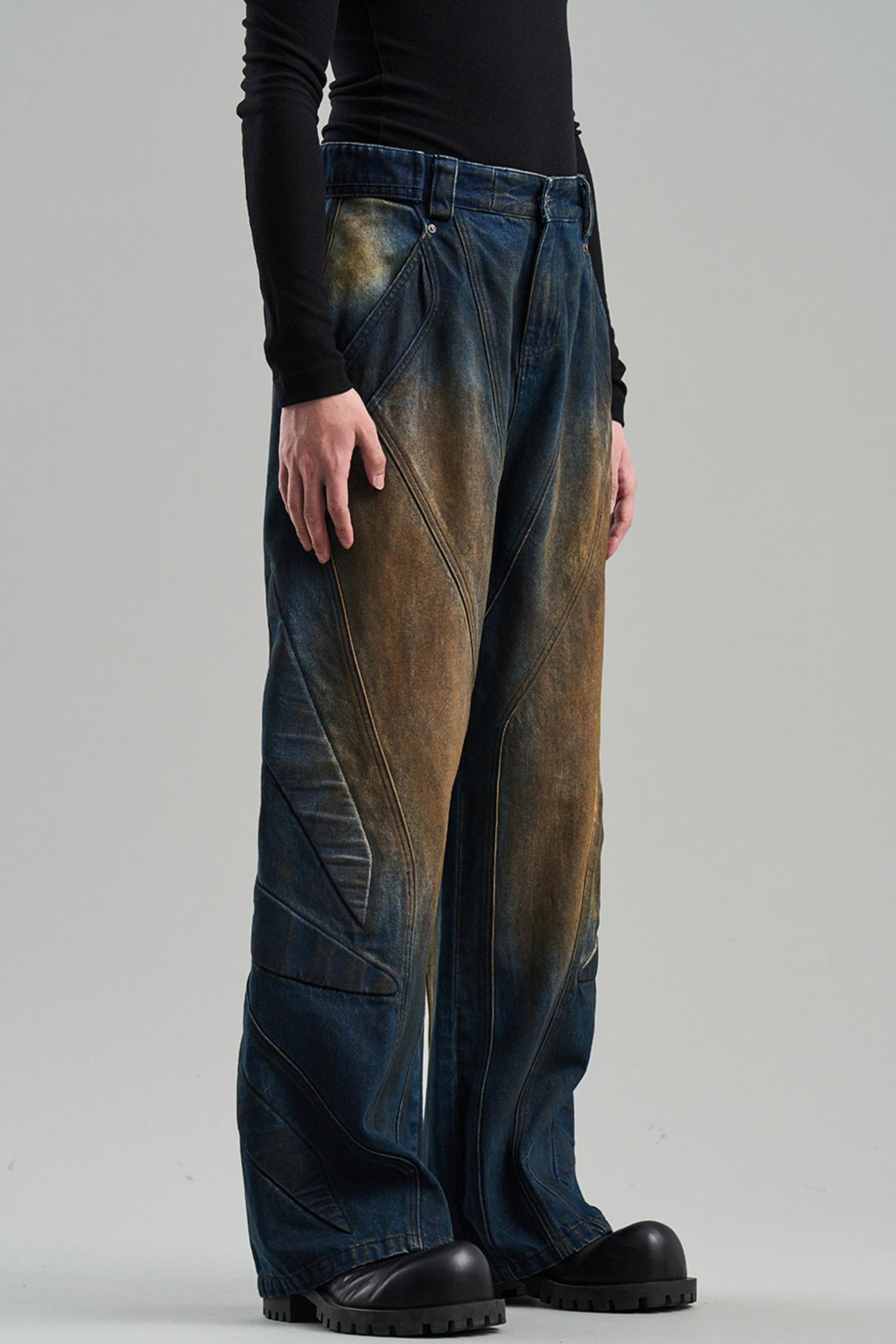 Rivet Mid-Rise Denim Trousers